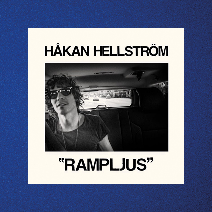 Album cover for the album "Rampljus" by Håkan Hellström, on a blue background.